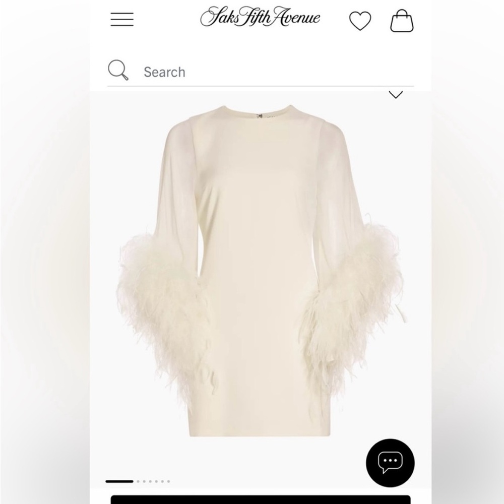 Alice + Olivia 'Izola' White Feather Detail Dress Size 10